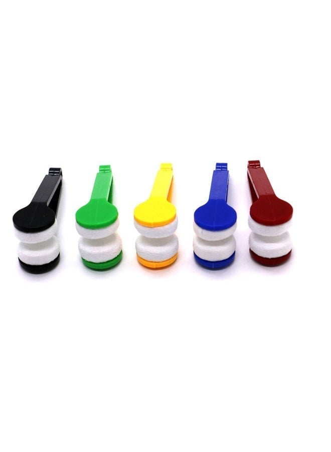 5Pcs Microfiber Eyewear Cleaner with Soft Bristle Brush – Small Portable Lens Cleaning Tool for Glasses, Sunglasses, Spectacles – Multicolour - Image 1